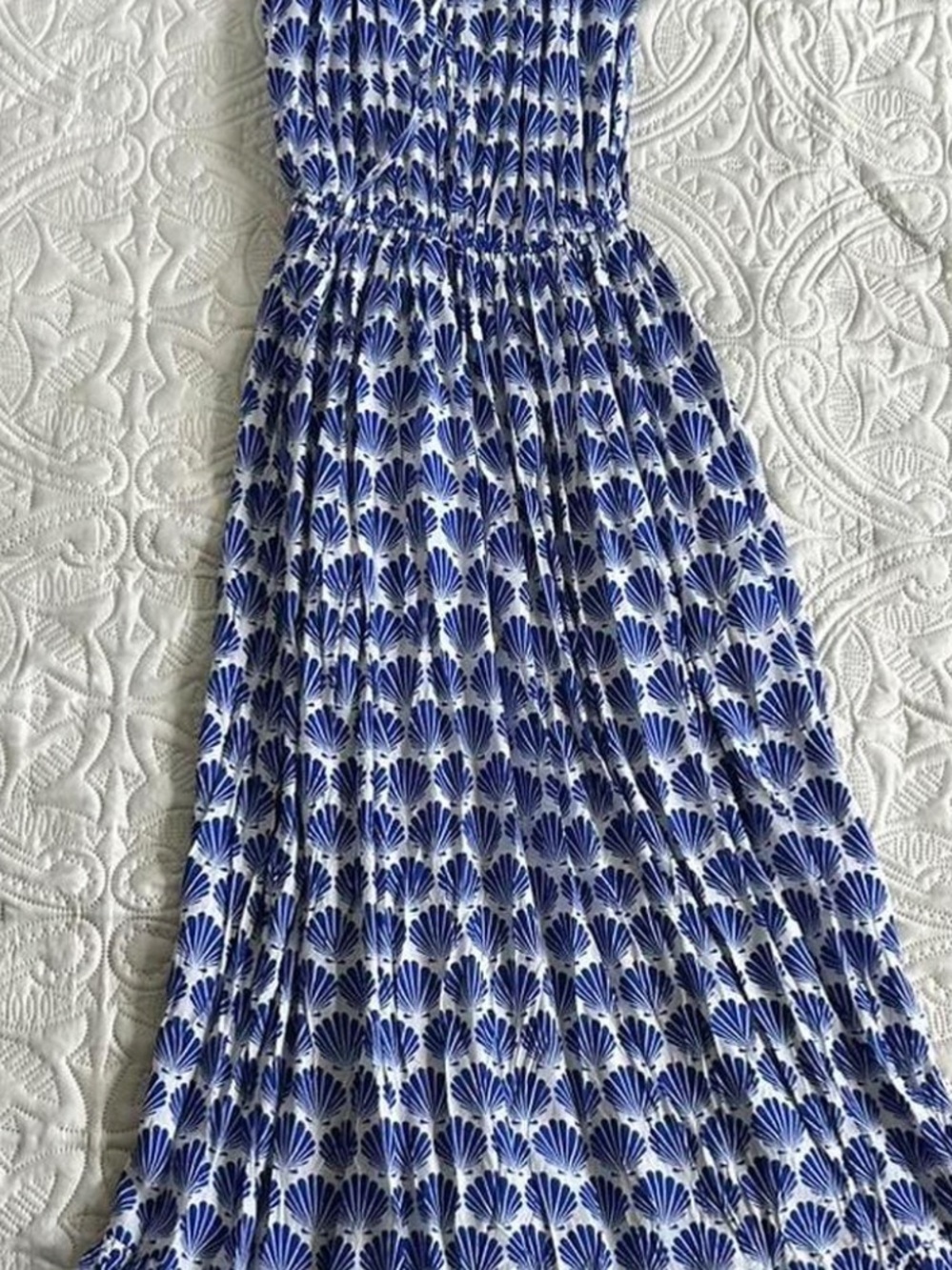 Kate Spade Shells Print Maxi Dress Adjustable Waist Straps
